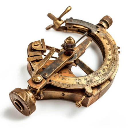 An old brass compass with a magnifying glass, perfect for navigating and exploring new territories.の素材