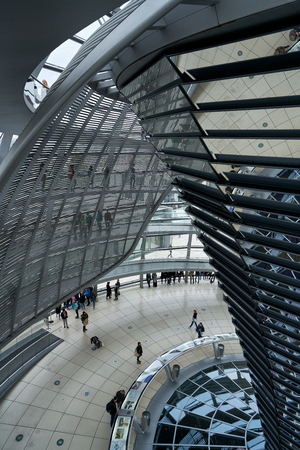 Interior of German Reichstag Parliament glass structure buildingのeditorial素材