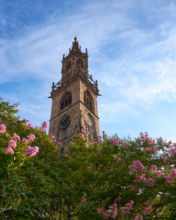 Duomo di Bolzano Church Cathedral with flowersの写真素材