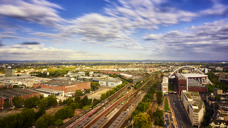 Cologne city buildings seen from the top of Cologne Koeln Triangle buildingの写真素材