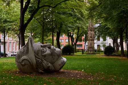 St Gereon head statue on the park in Cologneの写真素材