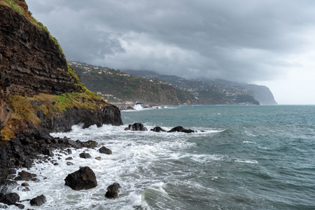 View of Ponta do Sol pier bridge in Madeiraの写真素材