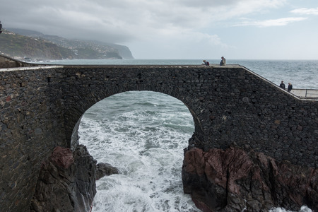 View of Ponta do Sol pier bridge in Madeiraの写真素材