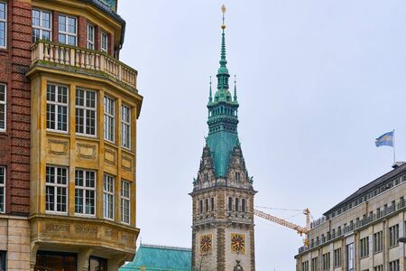 Hamburg City Hall Rathaus on a cloudy dayのeditorial素材