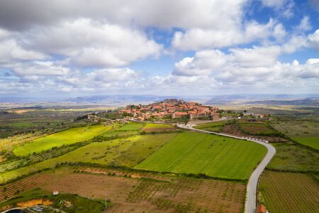 Castelo Rodrigo drone aerial view village landscape, in Portugalの写真素材