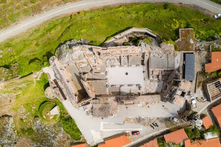 Castelo Rodrigo drone top aerial view village landscape, in Portugalの写真素材
