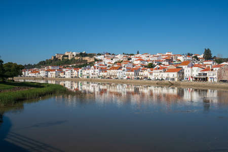 View of Alcacer do Sal cityscape from the other side of the Sado riverの写真素材