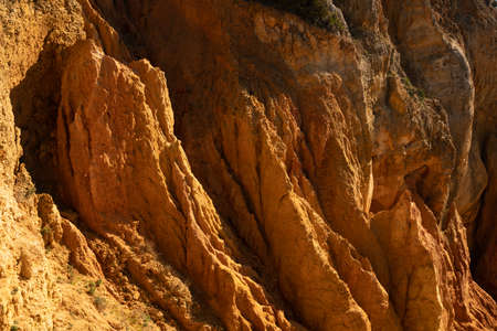 Ponta da Piedade cliff rock sand details in Lagos, in Portugalの写真素材