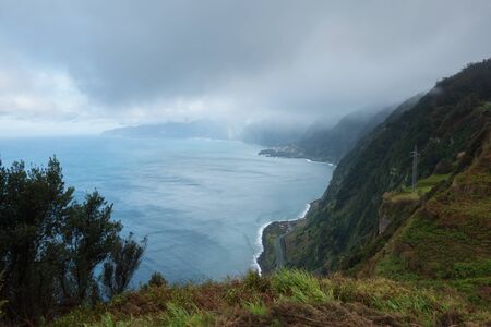 View of the sea cost and landscape of Madeira, Portugalの写真素材