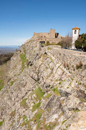 Village of Marvao and castle on top of a mountain in Portugalの写真素材