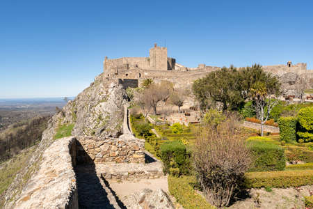 Village of Marvao and castle on top of a mountain in Portugalのeditorial素材