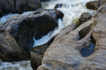 Pulo do Lobo waterfall with river guadiana and rock details in Mertola Alentejo, Portugal