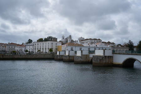 Tavira city view with river gilao in Algarve, Portugalのeditorial素材