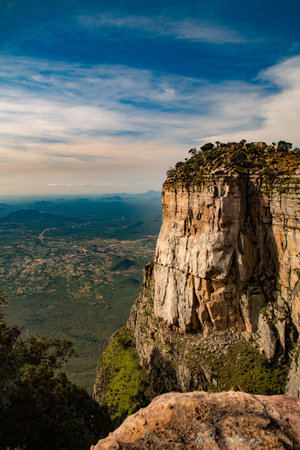 Vertical Cliff Face at Tundavala Gap in Angolaの写真素材