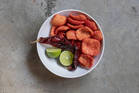 bowl of mexican spicy snacksの写真素材