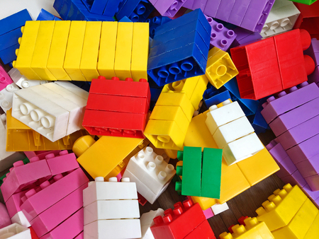 Colorful plastic piecesの写真素材