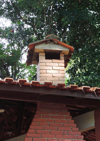 A brick chimneyの写真素材