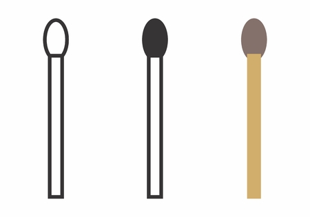 Matchsticks illustration on white background. Black and colorful illustrations.のイラスト素材