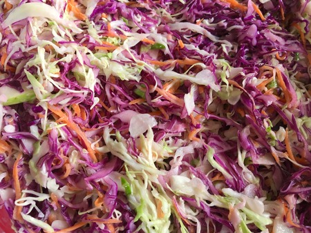 Fresh salad with purple cabbage and carrot zestの写真素材