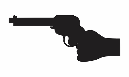 Dark silhouette of a hand holding a gunのイラスト素材
