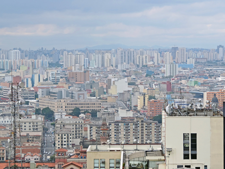 East zone of the Sao Paulo city view from the top of Martinelli Building, Brazil