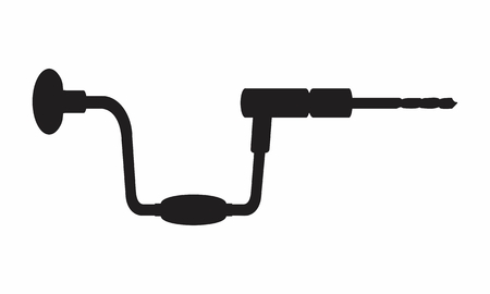 A hand drill silhouette illustration on white backgroundのイラスト素材
