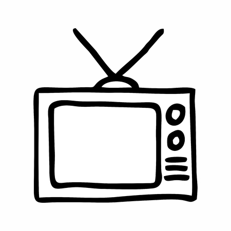 Hand-drawn style illustration of a TV on white backgroundのイラスト素材