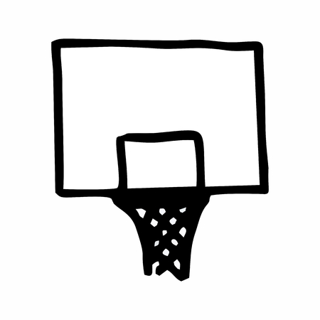Hand-drawn style illustration of a basketball table. Black outlines on white background.のイラスト素材