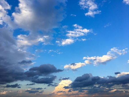 Sky with heavy gray clouds and some bliue parts