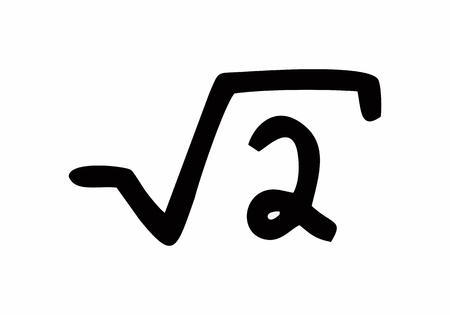 Freehand illustration of the square root of two on white backgroundのイラスト素材