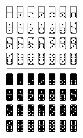 Illustration of black and white complete dominoes setsのイラスト素材