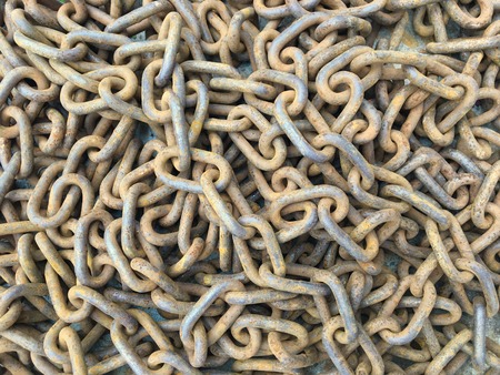 Texture of coiled chains with rust marks