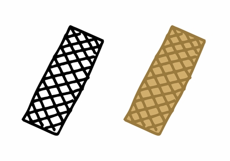 Freehand illustration of wafer biscuits. Black and colorful illustrations on white background.のイラスト素材