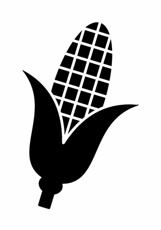 Dark silhouette of a corn cob isolated on white backgroundのイラスト素材