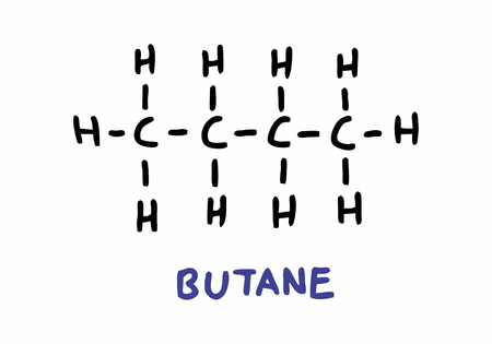 Freehand style illustration of the butane formulaのイラスト素材