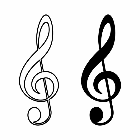 Black and white illustration of treble clefsのイラスト素材