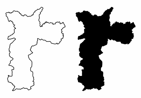 Black and white maps of the city of Sao Paulo, Brazilのイラスト素材