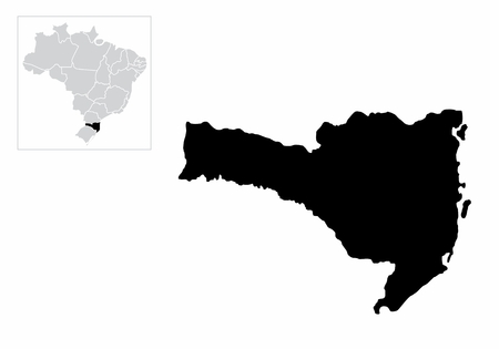 Illustration of the Santa Catarina State and its location in Brazil mapのイラスト素材