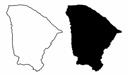 Black and white maps of the Ceara State, Brazilのイラスト素材