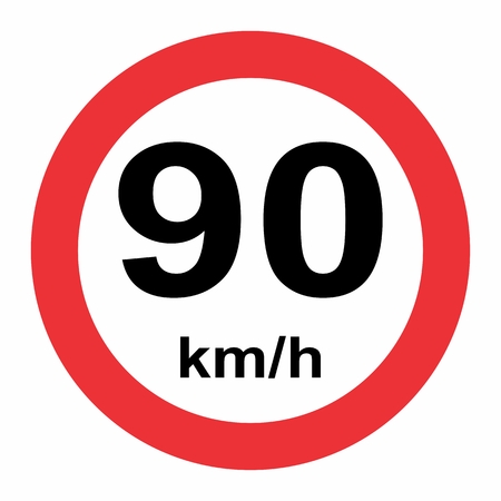 Illustration of Speed limit traffic sign 90 on white backgroundのイラスト素材