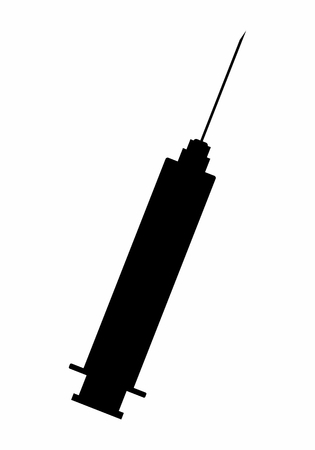 A Syringe dark silhouette isolated on white backgroundのイラスト素材