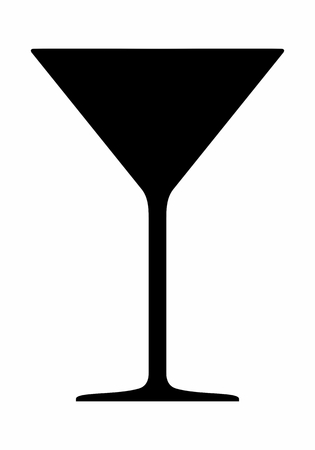 A Cocktail glass dark silhouette isolated on white backgroundのイラスト素材