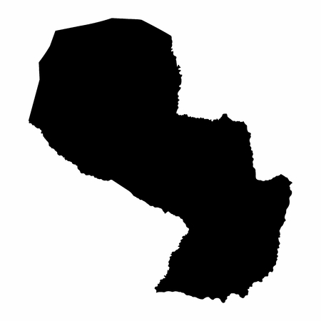 Paraguay map dark silhouette isolated on white backgroundのイラスト素材