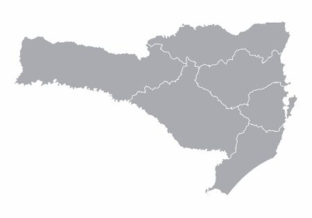 A gray map of Santa Catarina State divided into regions, Brazilのイラスト素材