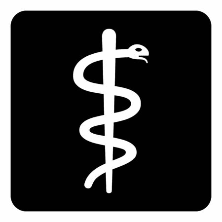 Staff of Aesculapius icon on dark backgroundのイラスト素材