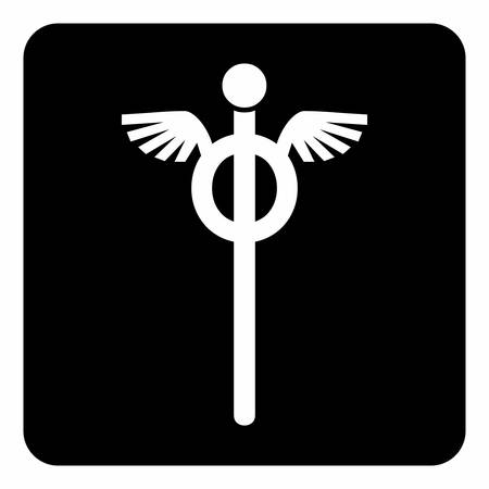 A black and white Staff of Hermes iconのイラスト素材
