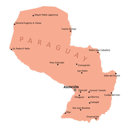 Paraguay isolated map with the main citiesのイラスト素材