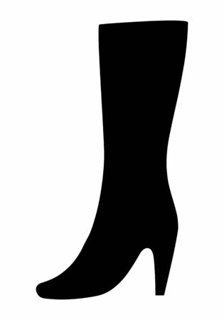 Woman boot dark silhouette isolated on white backgroundのイラスト素材
