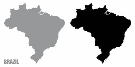 Brazil silhouette maps isolated on white backgroundのイラスト素材