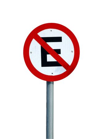 No parking sign isolated on white background. Brazilian traffic sign.の写真素材